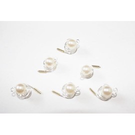 Hair Accessories - 6 Hair Spirals Curlies with Pearls in Beige - Bridal Jewellery
