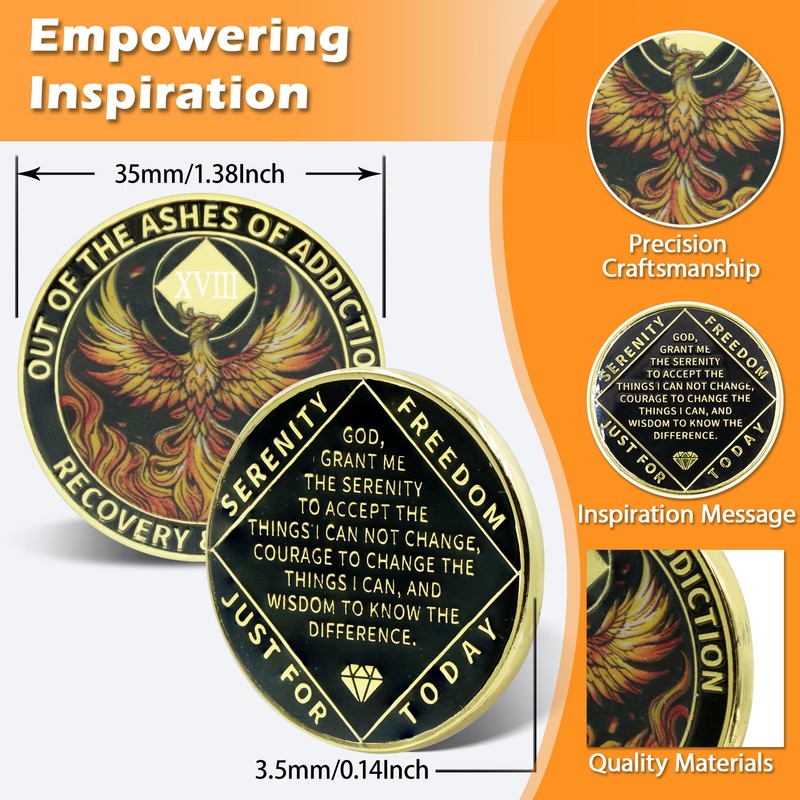 18 Year Phoenix Sobriety Coin – Rebirth in Sparks NA