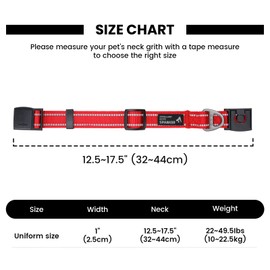 EXCELLENT ELITE SPANKER Reflective Nylon Dog Collar Premium Soft Adjustable Dog Collar with Magnetic Closure Switch for Small Medium Dogs (RED)