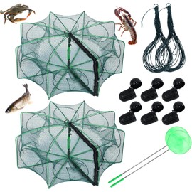 1/2 trampa de pesca plegable, trampa de cangrejo de pececillo de cangrejo de cangrejo portátil, trampa de cangrejo para peces redes de fundición para pesca
