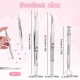 BOHUIZ 3 Pack Diamond Holder Pick up Tool Stainless Steel Diamond Tweezers Gem Stone Jewelry Locking Tweezers Beads Gems Diamond Claw Holder for Jewelry Making