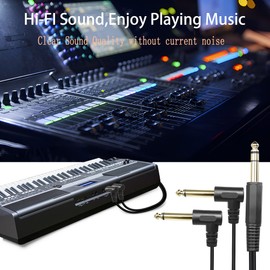 QIANRENON 6.35mm 1/4 inch TRS Y Cable Stereo Male to 90 Degree Right Angle Dual 6.35mm Mono TS Male AUX Adiuo Y Splitter Audio Cable for Studios Pro Sound & DJ's,Gold Plated Male Black 34CM/13Inch