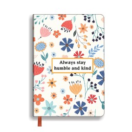 WHLBHG Inspirational Gift Motivational Leather Journal Encouragement Gift Inspirational Lined Journal Notebook Leather Hardcover Notebooks for Writing A5 Notebook (Always stay humble and kind)