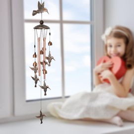 Wind Chimes for Outside, Wind Chime for Patio Yard with 4 Aluminum Tubes, Windchimes Outdoors Home Garden Decor Memorial Wind Chimes for Mom Grandma Birthday Festival Gifts (Hummingbird)