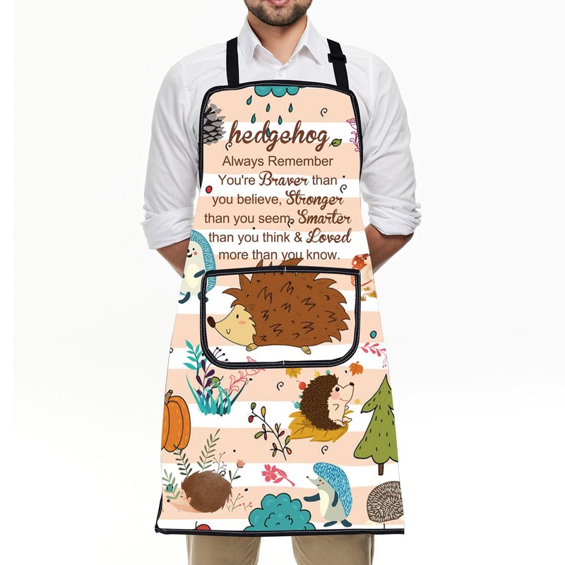 BNQL Hedgehog Apron with Pockets - Funny Kitchen Apron Gift