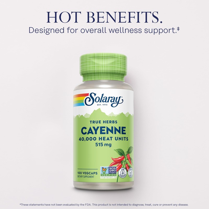SOLARAY Cayenne Pepper Capsules with Capsaicin - Capsaicin Supplements for