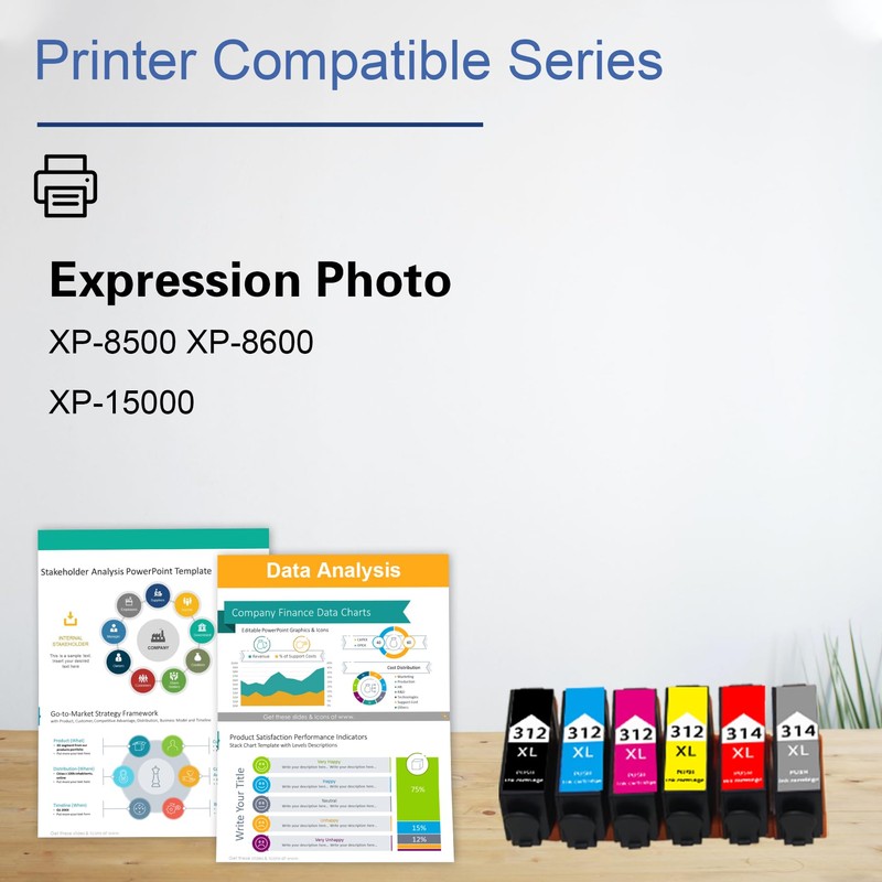 VoilaBella 312XL 314XL Ink Cartridges (6-Pack) Replacement for Expression Photo