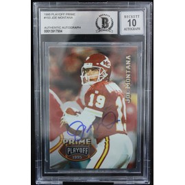 1995 Playoff Prime #153 Joe Montana Auto Kansas City Chiefs BAS Autograph 10