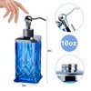 ZIVQEXMURL 10Oz Diamond Grid Pattern Blue Glass Soap Dispenser with