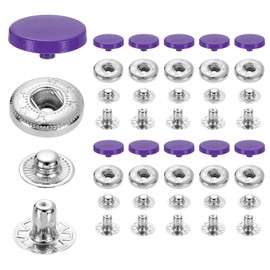 uxcell 20 Set Snap Fasteners, 15mm #831 Zinc Alloy Press Studs Buttons Popper Stud Cap for Clothing Jeans Jackets Leather Sewing Repairing, Dark Purple