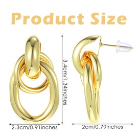 Gold Knot Earrings for Women Geometric Earring Long Link Dangle Earrings Dainty Vintage Twist Jewelry Birthday Mother Valentine's Day Festival Gifts Outdoor Indoor Trendy 1.34 × 0.79 × 0.91 Inches