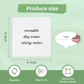 Dry Erase Sticky Notes, 4" X 4", 32-Pack Reusable Whiteboard Stickers, Removable Post It Notes, Suitable for All Surfaces