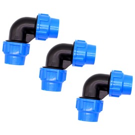 Okaywork Pack of 3 PE Pipe 20 mm, PE Pipe Screw Connection Angle 90 Degrees, Plastic PP Coupling Blue, PP Fitting Angle 90°, PE Pipe Connector Plastic PP Coupling for Indoor and Outdoor Installations