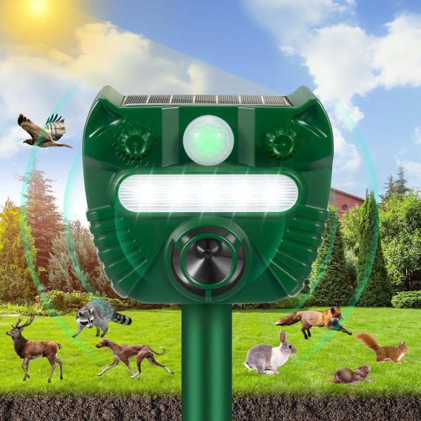 Jahy2Tech Motion Sensor Ultrasonic Solar Repeller for Outdoor Animals with
