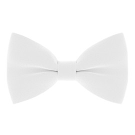 Bow Tie House Mens Pre-Tied Soft Crape Bow Tie for Wedding Formal Events Solid Tuxedo (Large, White)