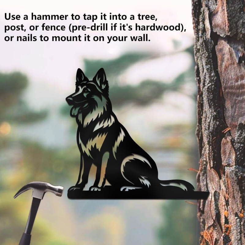 WADORN German Shepherd Metal Yard Art Decor, Dog Animal Silhouette