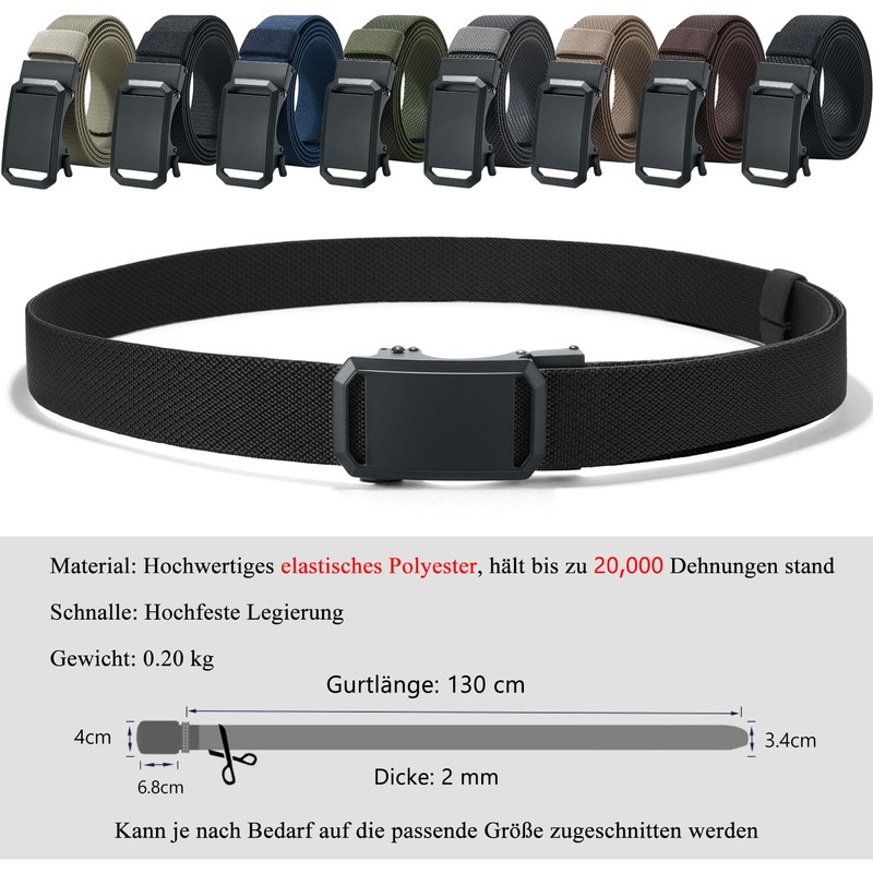 LionVII Elastic Ratchet Belt with Automatic Buckle, Adjustable and Stretchable,