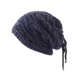 YOJEE womens Pony Tail Beanie Dread Knit Loop Shawl Dreadlocks Hat, Navy Blue, Small-4X-Large