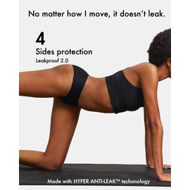 LEAKPROOF2.0 Seamless Bikini Period Underwear for Women | Period Panties Holds 4 Tampons | Mild Incontinence Leak Proof Underwear (L/XL, 3-Black)