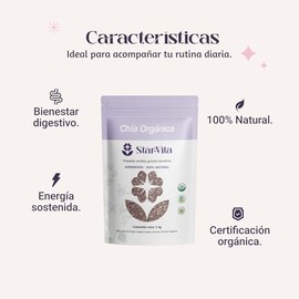 Chía Orgánica StarVita | Fibra, Omega-3 y Energía | USDA – 1 kg