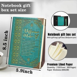 Difference Maker Definition A5 Notebook with a Pen Gift Bag and Gift Box Social Worker Gift Employee Appreciation Gift Coworker Gift,1 Pack (Green), (Difference maker-GreenCA)