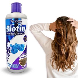 NCREDIBLE Shampoo biotina, sábila, keratina y proteína de trigo fortificante, para todo tipo de cabello, sin sal, antioxidante, reparador, crecimiento acelerado, con extracto de chía 950 ml.