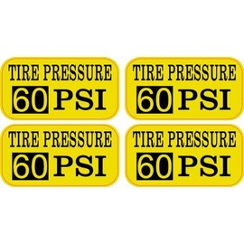 StickerTalk 60 PSI Tire Pressure Stickers, 1 Sheet of 4 Stickers, 2 inches by 1 inch Each