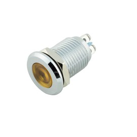 Alpinetech 12mm Amber 12V LED Metal Indicator Pilot Custom Dash Light Lamp