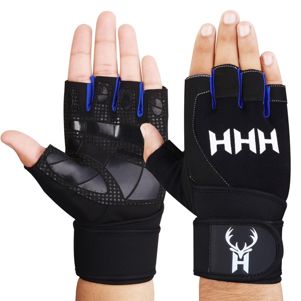 HHH Gym Gloves Training Weight lifting Gloves for Men Women Wrist Support Padded Extra Grip Palm Protection Exercise Fitness Workout Gloves Cycling,Hanging,Pull ups,Breathable (L)