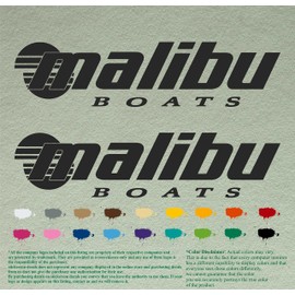 Pair of Malibu Boat Compatible Replacement Restoration Decals Vinyl Stickers Outboard Motor Set of 2 (36", Black 070)