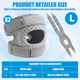 XJJAUGKLY Wellness Kniebandage, Patella Kniebandage Schmerzlindernde Knie Bandage Atmungsaktives & Komfort Support Knee Brace für Sport Laufen Tanzen Knie Bandage für Männer Damen (2pcs, L)