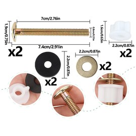 AOYEGIC Set of 2 toilet seat screws, universal toilet seat fixed attachment, toilet seat attachment set, toilet lid replacement parts with plastic nuts and metal washers