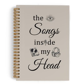 QLMX Music Spiral Notebook, Song Writing Journal Notebook, the Songs in My Head Writing Notebooks for School Work, Musical Office Supplies Gifts for Music Lovers Women Men, 5.5x8.3 Inch