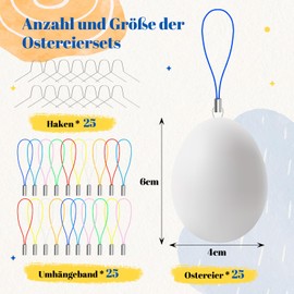 Sugiifamy Easter Eggs for Hanging, 25 Plastic Eggs for Painting, Decorative Easter Eggs Painting, Easter Eggs for Hanging Outdoor, Easter Crafts Children for Easter Decoration