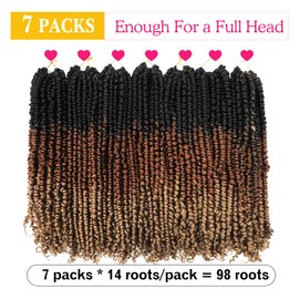 Karida Passion Twist Hair 18 Inch, 7Packs Pre Twisted Passion Twist Crochet Hair Pre Looped, Crochet Passion Twist Curly Crochet Hair For Black Women, Passion Twist Braiding Hair Extensions (18 Inch, 1B/30/27#)