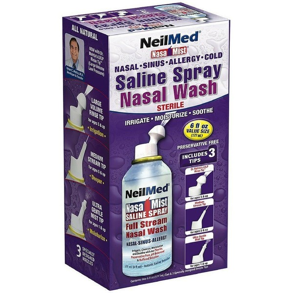 Neil Med NASA Mist Multi Purpose Saline Spray All in One, 6 Fl Oz (Pack of 6)