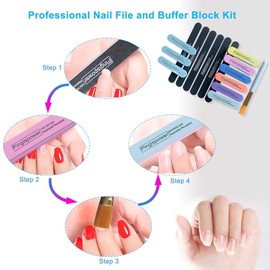 Nail Files and Buffer 16Pcs, Professional Manicure Tools Kit, Nail Care Buffer Block Tools 100/180 and 600/3000 Grits, Double Sided Washable Reusable