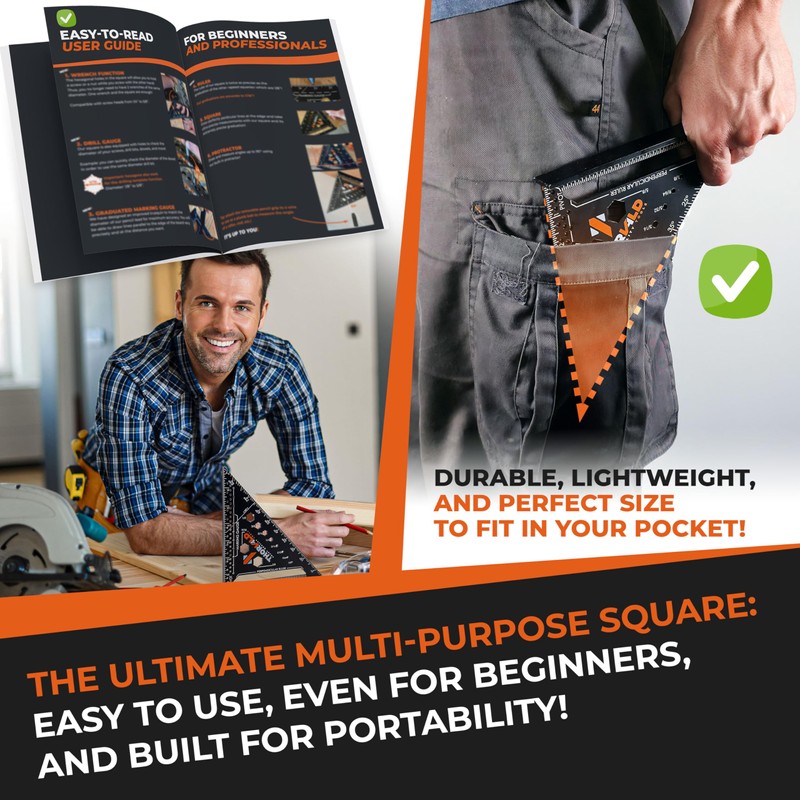 THORVALD 6-in-1 Carpenter Square 7 inch (1/16" Precision) T Square