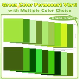 Tintnut Solid Green Permanent Adhesive Vinyl - 18 Sheets 12"x10" Solid-Color Vinyl for Cutting Machine, Waterproof Self-Adhesive Vinyl for DIY Crafts Gift Decor Scrapbooking