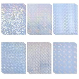 QiXin 24 Sheets Holographic Sticker Paper 8.5 x11 inch for Inkjet Printer & Laser Printer US letter size Holographic Printable Vinyl Rainbow Sticker Printer Paper Adhesive Waterproof Vinyl