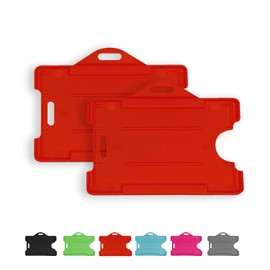 2 Pack - Molin RED Open Face Horizontal ID Badge Holder | ID Card Holder for Lanyard, Name Badge, Keycard, Access Card | Durable Clear ID Sleeve for Work, Office, Events & Identification Supplies