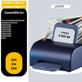 UniveroPatrona® E30 E40 Toner Compatible No OEM for Canon FC100 FC120 FC128 FC200 FC210 FC220 FC224 FC230 FC300 FC310 FC330 FC336 FC530 PC550 PC710 PC720PC72PC730 PC750 PC760 PC770 PC780