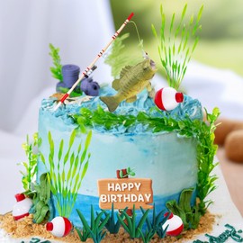 Angeln Tortenaufleger Gone Fishing Tortenaufsatz Angeln Geburtstag Dekorationen Angeln Geburtstag Party Dekorationen für Babydusche Geburtstag Party Zubehör