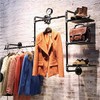 VANDNALI Industrial Pipe Clothing Rack Wall Mounted Wood Garment Rack