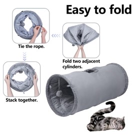 TiLanmiy Cat Tunnel, Durable Suede Collapsible Cat Play Tube Toys with Play Ball, Indoor Cat Tunnel for Cat, Puppy, Kitty, Kitten, Rabbit (Small)