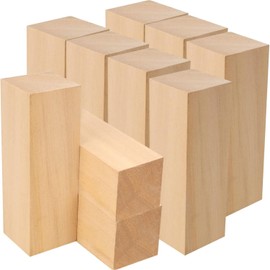 10 Pack Unfinished Basswood Carving Blocks, Soft Solid Wooden Blocks, Rectangular Wooden Blocks for DIY Carving, Crafting for Adults Beginner and Experts (10 x 2 x 2cm/3.93 x 0.78 x 0.78in)