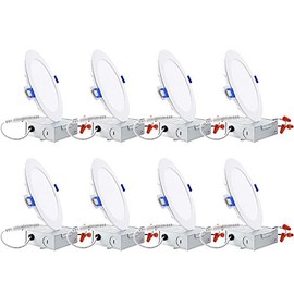 TORCHSTAR Basic Series 8-Pack 12W 6 Inch LED Recessed Lighting with Junction Box, 2700K Soft White, 5%-100% Dimmable, ETL and Energy Star Certified