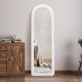 Fluffy Mirror Edge Cover (NO MIRROR) - Universal Fit for Various Sizes of Arch Full-Length Mirrors, Decorative Full-Length Mirror Cover, High Elasticity, Enhance Room Ambiance, Room Decor, Women Gifts