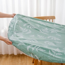 Pioggia Oval Classic Elastic Edged Flannel Backed Vinyl Fitted Table Cloth Waterproof Oil-Proof Plastic Table Cover - Fits Tables up to 48" W x 68" L