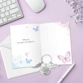 DPKOW Sympathy Card Loss of Mum Memorial Gifts, Sympathy Gifts Loss of Mum Memorial Card Keyring Thinking of You Card Gifts Sorry for Your Loss Card Condolences Bereavement Card Keyring Keychain